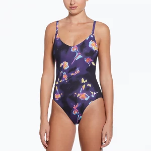 Obrázek produktu Dámské jednodílné plavky Nike Floral Blur V-Neck black fialová