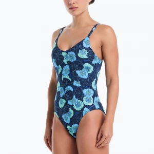 Obrázek produktu Dámské jednodílné plavky Nike Poppy Print V-Neck midnight navy Námořnická modř