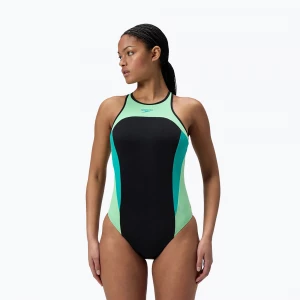 Obrázek produktu Dámské jednodílné plavky Speedo High Neck Splice Cross Back turquoise gem Černá