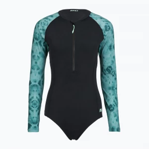 Obrázek produktu Dámské jednodílné plavky ZONE3 Long Sleeve teal tie dye Černá