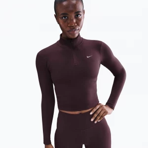 Obrázek produktu Dámské tričko s dlouhým rukávem Nike One Fitted Dri-Fit 1 / 4 Zip Mid Layer burgundy crush / white vínová