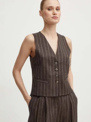 Obrázek produktu Day Birger et Mikkelsen Lněná vesta Day Birger et Mikkelsen Frida - Casual Linen Stripe hnědá