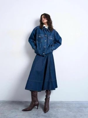 Obrázek produktu Denimová sukně Topshop tmavomodrý denim