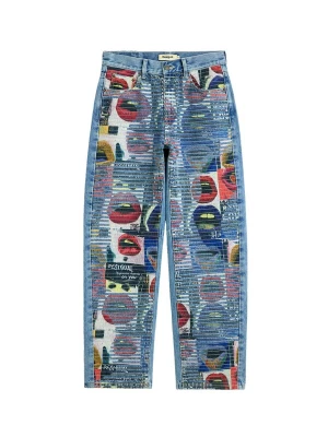 Obrázek produktu Desigual Džíny modrá džínovina / tmavě zelená / melounová / bílá