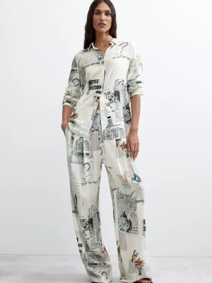 Obrázek produktu Desigual Kalhoty se sklady v pase světlemodrá / kari / černá / offwhite