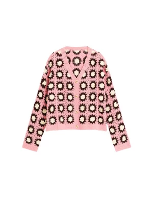 Obrázek produktu Desigual Kardigan tmavě hnědá / starorůžová / bílá