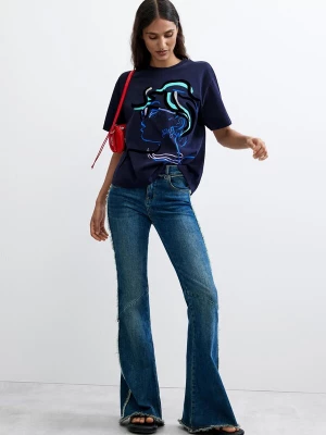 Obrázek produktu Desigual Tričko aqua modrá / tmavě modrá / černá / bílá