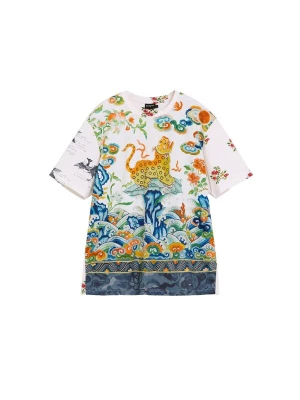 Obrázek produktu Desigual Tričko tmavě modrá / zelená / oranžová / bílá
