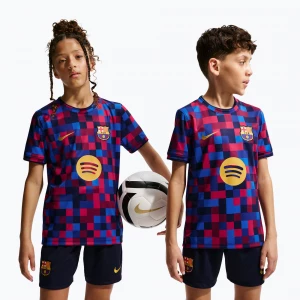 Obrázek produktu Dětské fotbalové tričko Nike FC Barcelona Dri-Fit Pre-Match noble red / mineral yellow