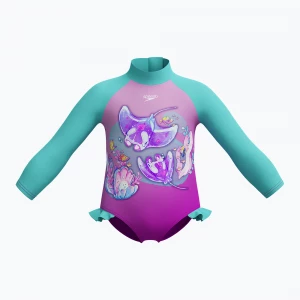 Obrázek produktu Dětské jednodílné plavky Speedo Digital Dětské Long Sleeve Frill diva fialová