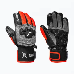 Obrázek produktu Dětské lyžařské rukavice Reusch Worldcup Warrior GS black / silver / fluo red šedá