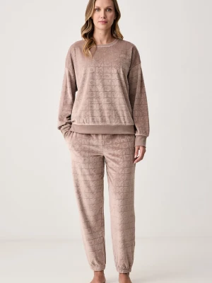 Obrázek produktu DKNY dvoudílné pyžamo dámské velurové béžová