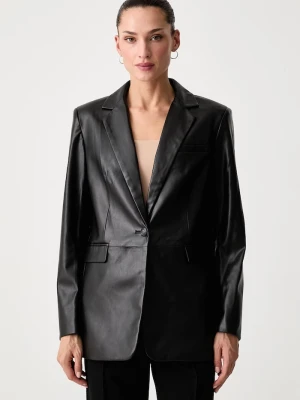 Obrázek produktu DKNY jednořadé sako dámské z imitace kůže černá