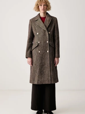 Obrázek produktu DKNY kabát dámský s vlnou hnědá