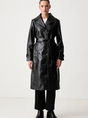 Obrázek produktu DKNY kabát dámský z imitace kůže černá