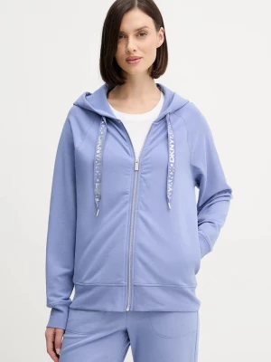 Obrázek produktu DKNY rozepínací mikina s kapucí dámská bavlněná modrá