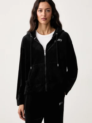 Obrázek produktu DKNY rozepínací mikina s kapucí dámská velurová černá