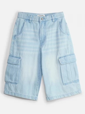 Obrázek produktu Długie bermudy jeansowe z regulowanym pasem, baggy fit BonPrix niebieski