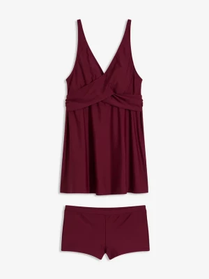 Obrázek produktu Długie tankini (2 części) z dekoltem w serek BonPrix czerwony
