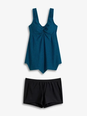 Obrázek produktu Długie tankini z falistym dołem (zestaw 2-cz.) BonPrix niebieski