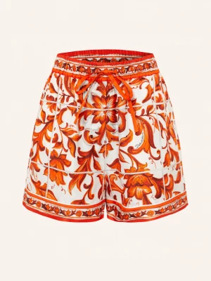Obrázek produktu Dolce & Gabbana Hedvábné Šortky oranžová / bílá