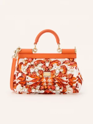 Obrázek produktu Dolce & Gabbana Kabelka Sicily Mini S Ozdobnými Kamínky bílá / stříbrná / oranžová