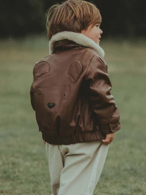 Obrázek produktu Donsje Dětská kožená bomber bunda Yuki Leather Jacket Bear hnědá