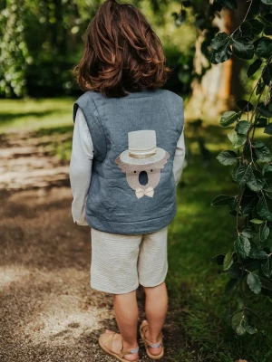 Obrázek produktu Donsje Dětská lněná vesta Donsje Larsel Linen Gilet Groom modrá