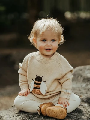 Obrázek produktu Donsje Dětský bavlněný svetr Donsje Valenthe Sweater Bee béžová