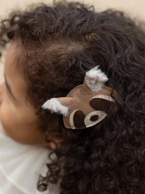 Obrázek produktu Donsje sponka do vlasů dětská kůžená Josy Exclusive Hairclip Raccoon béžová