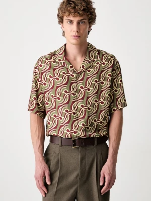 Obrázek produktu Drôle de Monsieur košile pánská z viskózy Chain Link Monogram Drole de Monsieur zelená