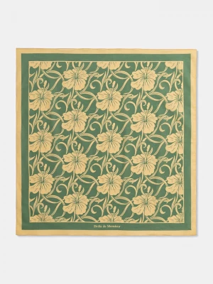 Obrázek produktu Drôle de Monsieur malý pánský bavlněný šátek Monogramme Hibiscus Drole de Monsieur zelená