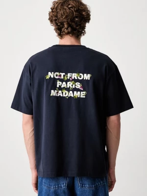 Obrázek produktu Drôle de Monsieur tričko pánské bavlněné Vine Embroidered Slogan Drole de Monsieur námořnická modř