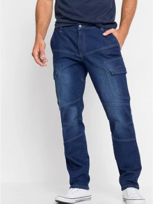 Obrázek produktu Dżinsy bojówki z elastycznego materiału, regular fit, straight BonPrix niebieski