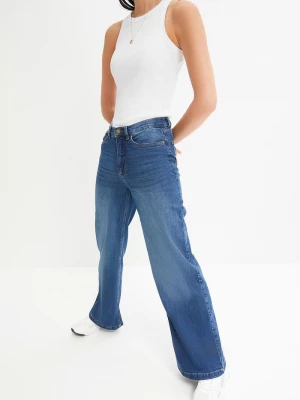 Obrázek produktu Dżinsy high waist, wide leg, z bawełny organicznej BonPrix niebieski