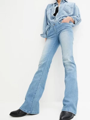 Obrázek produktu Dżinsy o kroju bootcut, mid waist, ze stretchem BonPrix niebieski