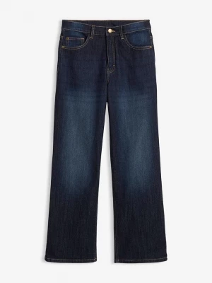 Obrázek produktu Dżinsy ocieplane, wide leg, z dżersejową podszewką, mid waist BonPrix niebieski
