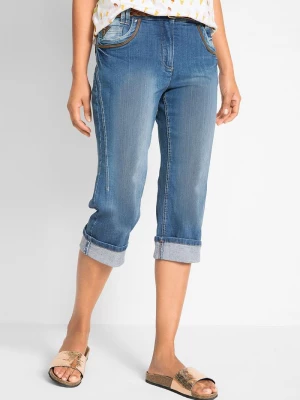 Obrázek produktu Dżinsy rybaczki Slim Fit, mid waist, bawełna BonPrix niebieski