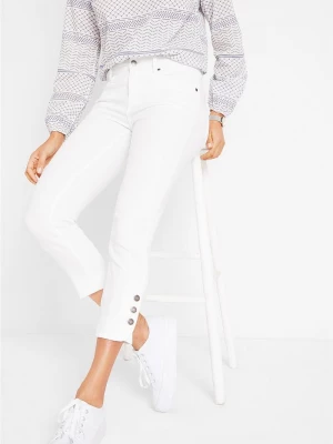 Obrázek produktu Jeansy o kroju slim fit, średni stan, o skróconej długości BonPrix biały