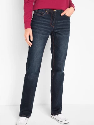 Obrázek produktu Dżinsy straight, mid waist, z wygodnym paskiem BonPrix niebieski