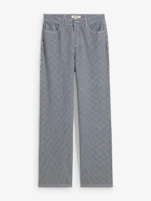 Obrázek produktu Dżinsy straight o luźnym kroju, high waist, w paski BonPrix niebieski