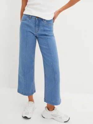 Obrázek produktu Jeansy wide leg, średni stan, o skróconej długości BonPrix niebieski
