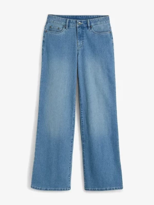 Obrázek produktu Dżinsy wide leg, mid waist, ze stretchem BonPrix niebieski