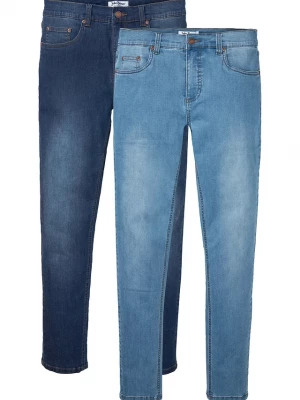 Obrázek produktu Dżinsy z wysoką domieszką stretchu ze zwężaną nogawką, slim fit (2 szt.) BonPrix niebieski