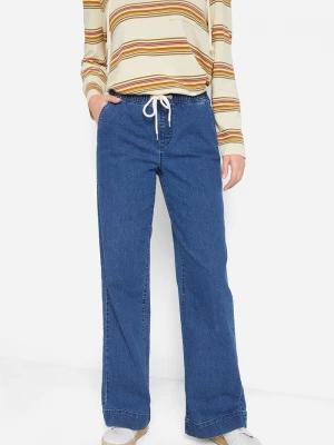 Obrázek produktu Jeansy wide leg, mid waist, z wygodnym pasem BonPrix niebieski