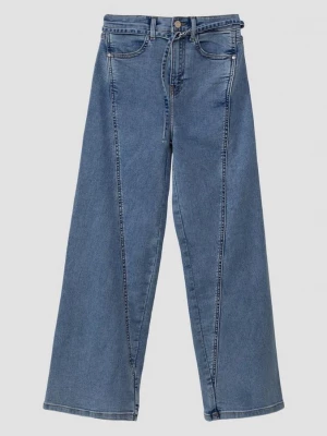 Obrázek produktu Džíny / Regular Fit / High Rise / Wide Leg / seprání / textilní pásek s.Oliver modrá