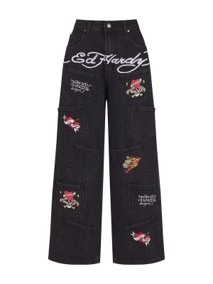 Obrázek produktu Ed Hardy Džíny červená / černá / bílá