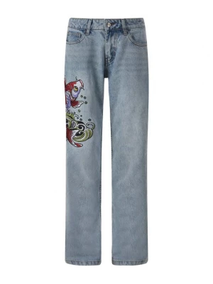 Obrázek produktu Ed Hardy Džíny 'Koi Wave' světlemodrá / kiwi / lenvandulová / bordó