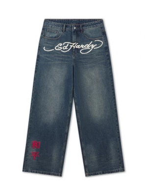 Obrázek produktu Ed Hardy Džíny 'Tattoo City Tiger' tmavě modrá / hořčicová / červená / bílá