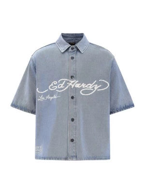 Obrázek produktu Ed Hardy Košile 'Adler und Sterne' modrá džínovina / bílá